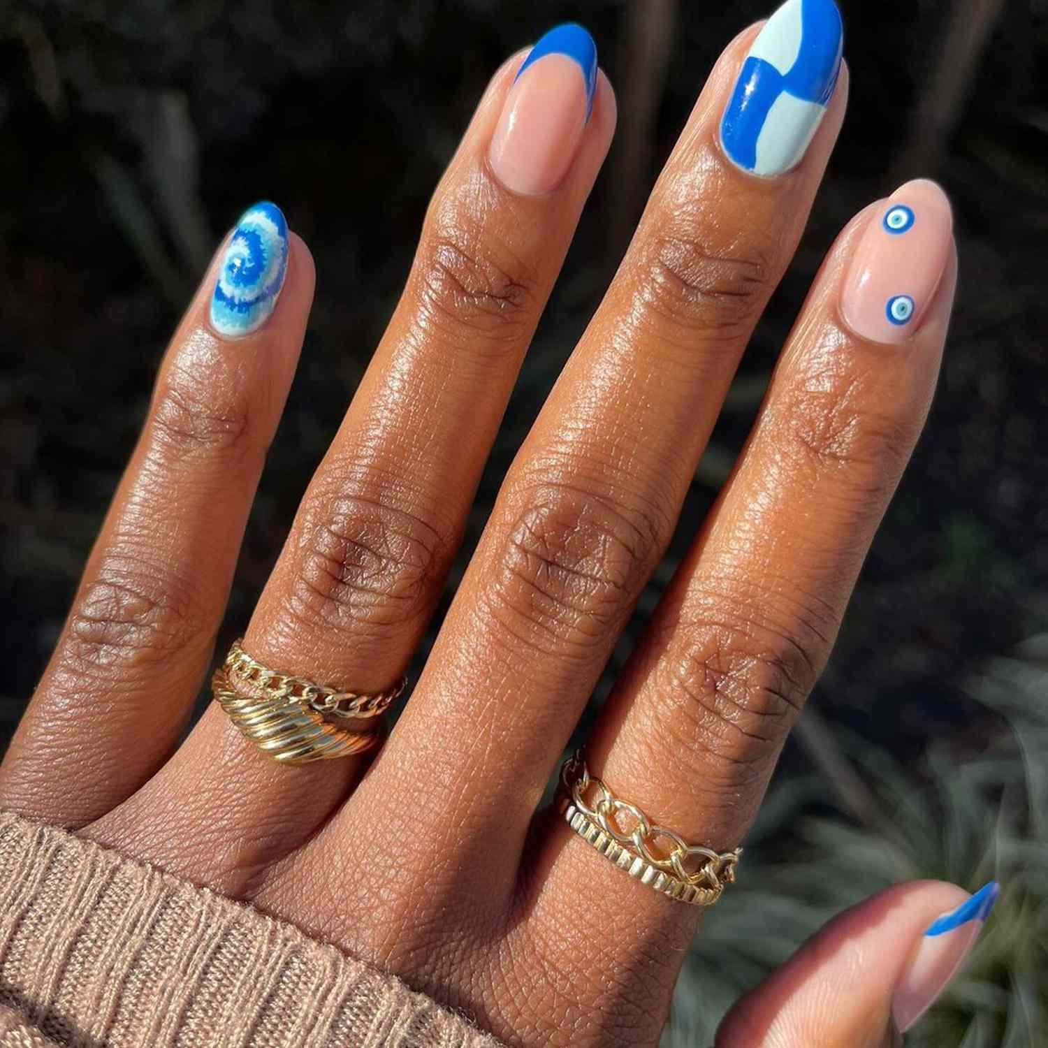 Blue Tie Dye Nails - Byrdie Tie Dye Nails