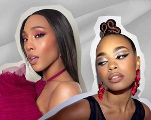 MJ Rodriguez and Zaria wearing holiday makeup trends