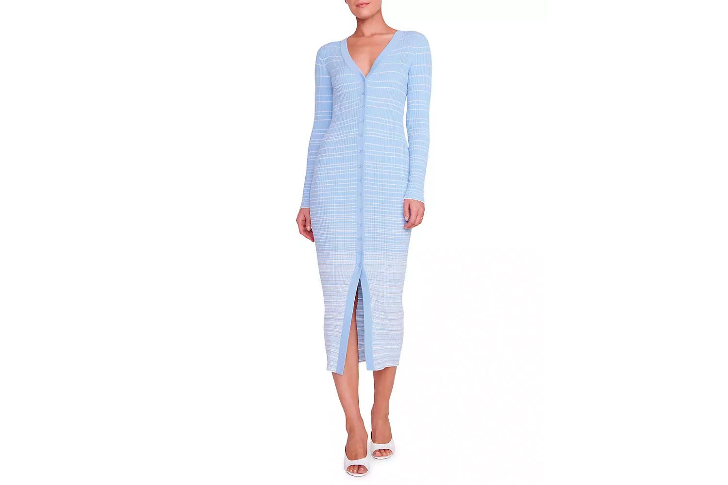 Staud Shoko Ombré Sweaterdress in French Blue White