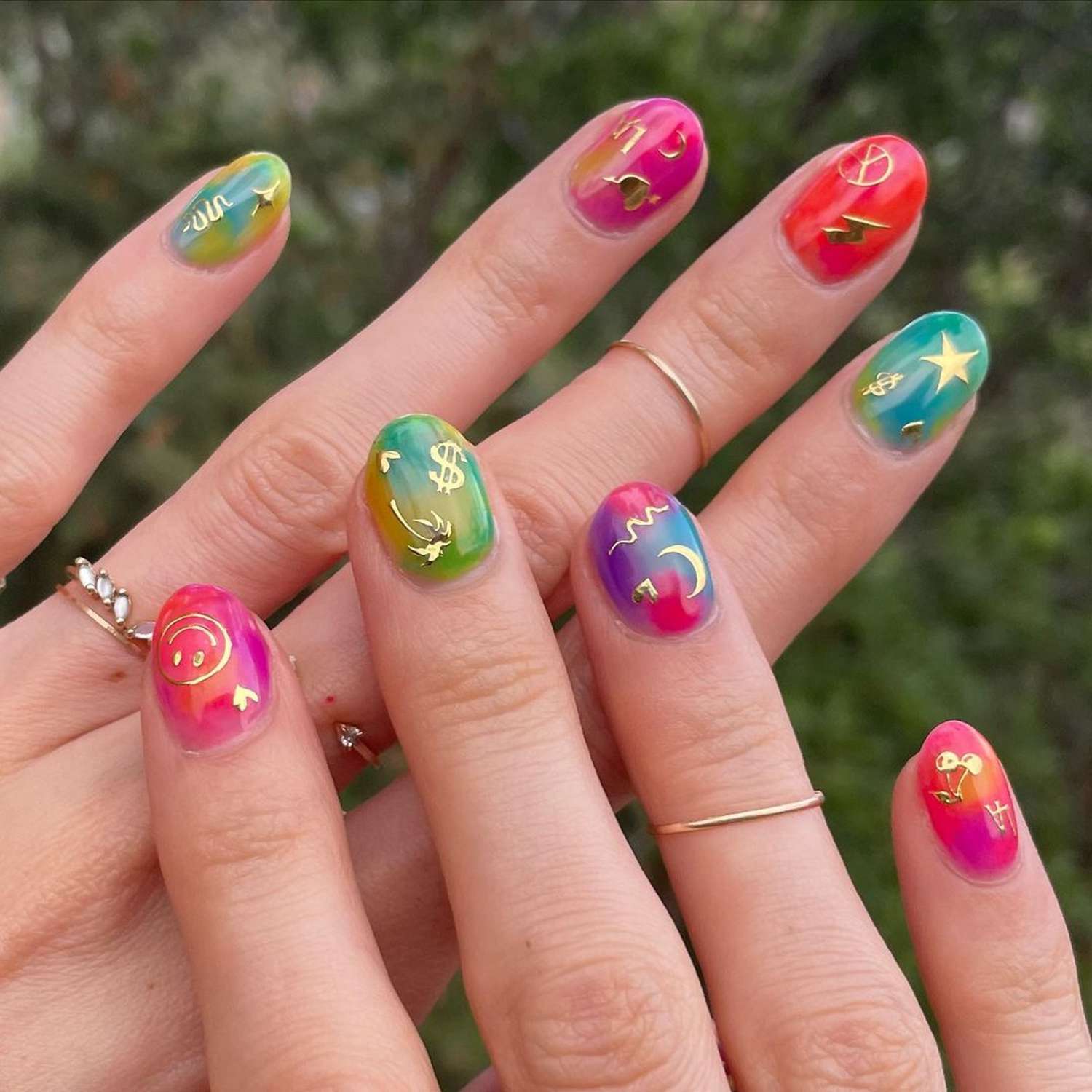 Watercolor Tie Dye Nails - Byrdie Tie Dye Nails