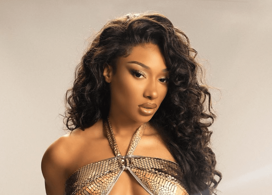 Megan Thee Stallion with curly hair.