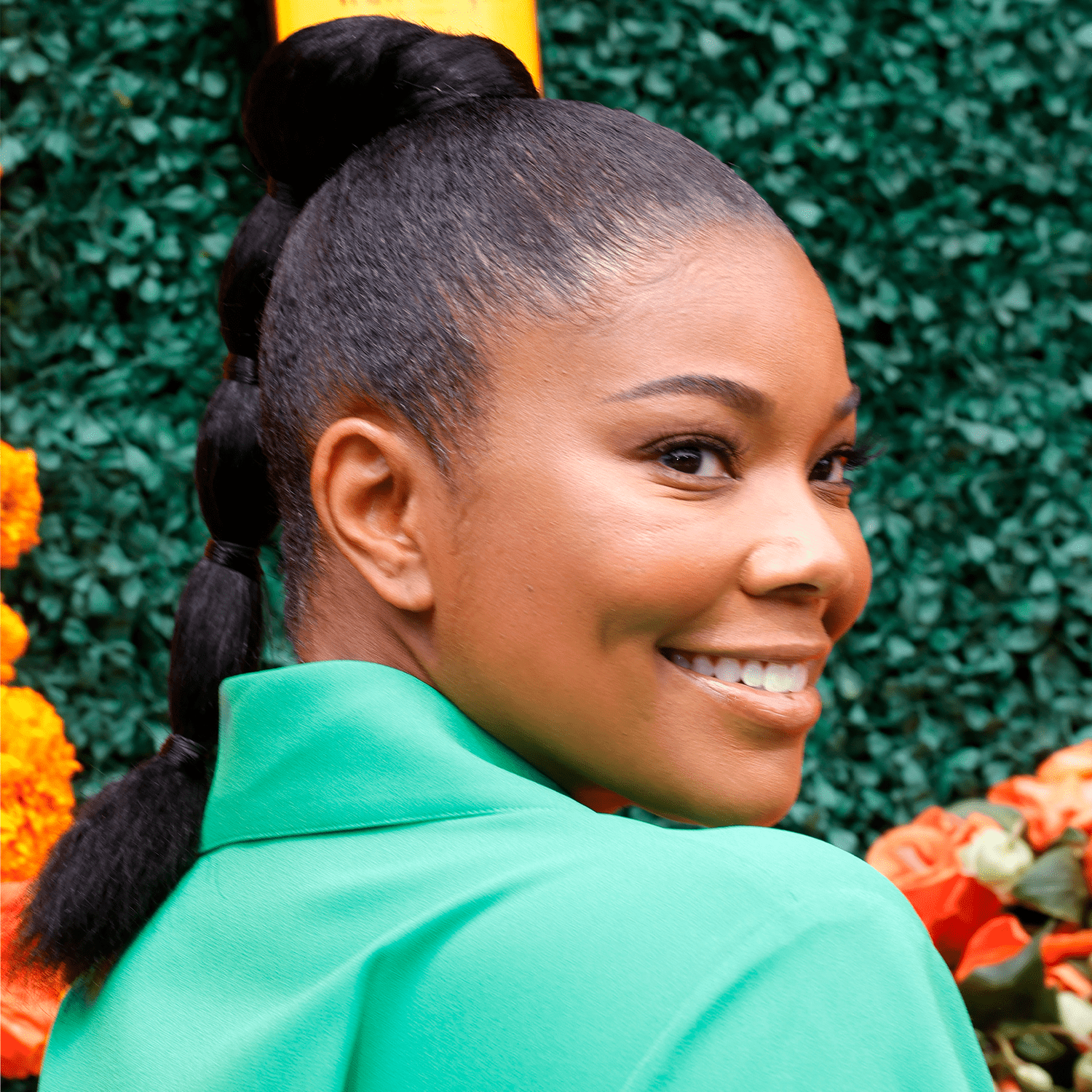 gabrielle union wearing bubble ponytail