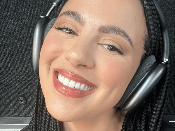 Woman wearing headphones
